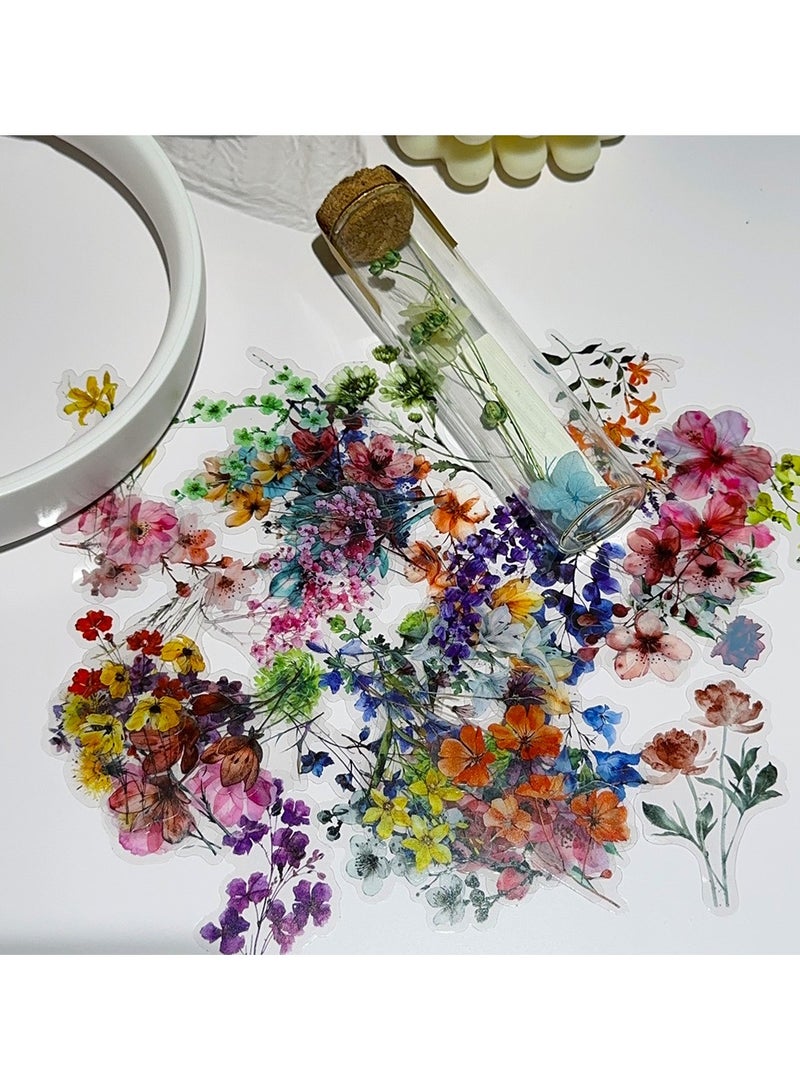 ORAINBOW 50 Pieces Natural Flower Stickers for Scrapbooking Transparent PET Self-Adhesive Scrapbooking Stickers Supplies Journal Stocking Stuffers for Adult Card Making Letters DIY - Image 3