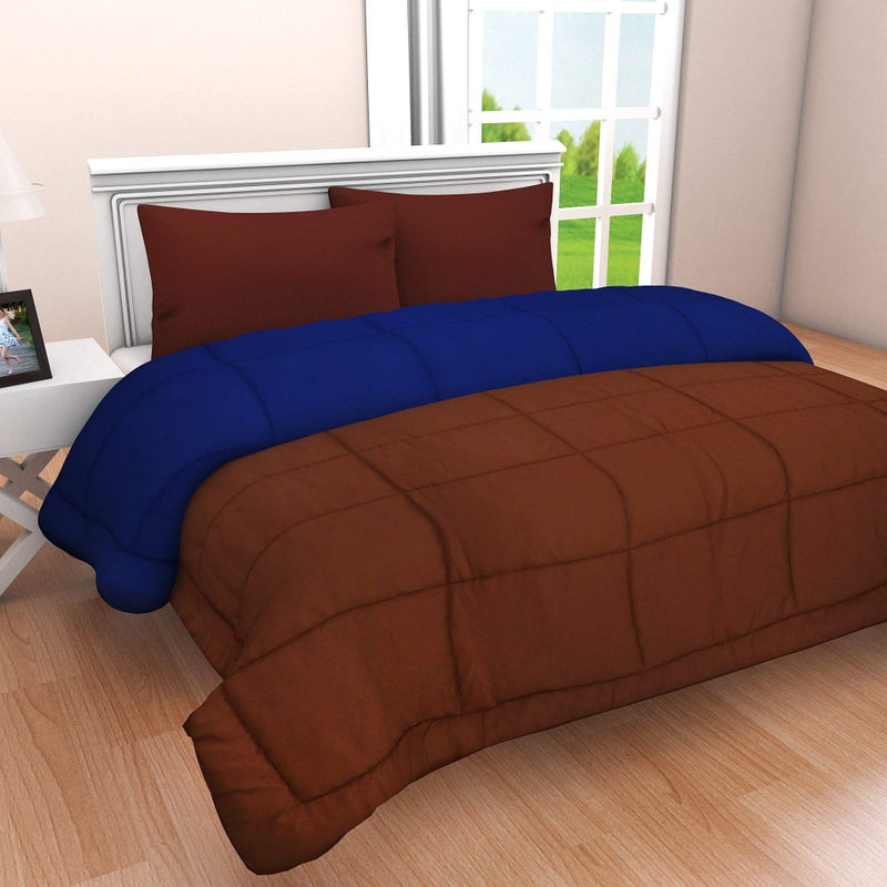 SHOPINGTRADE - Cotton Reversible Comforter, Double Bed ( Blue & Brown, 200 GSM) - Image 2