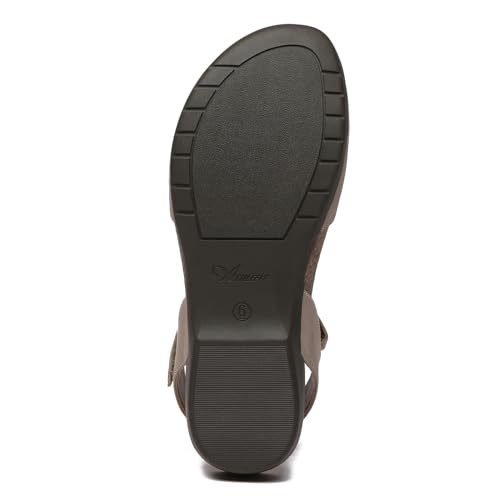 Athlefit Women's Closed Toe Sandals Comfort Cork Footbed Arch Support Flat Sandals Taupe Size 8.5 - Image 3