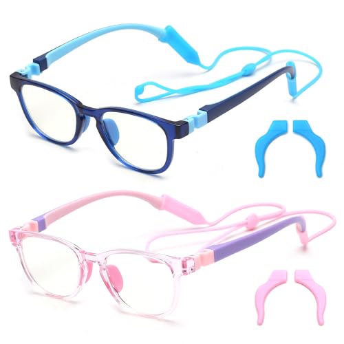 JM Kids Blue Light Glasses, Computer Gaming Grasses for Girls Boys Age 3-10, Anti Blue Ray TR90 Eyeglasses - Image 1