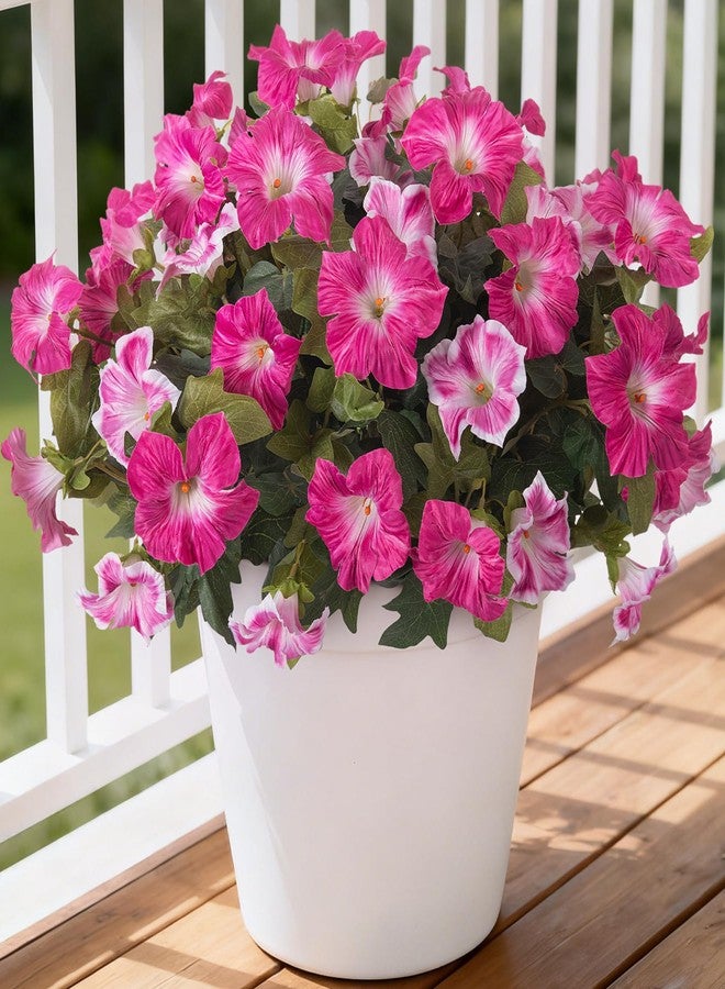 Ammyoo 6 Pcs Artificial Flowers Fake Petunias for Outdoors, Faux Flowers for Outdoor Planter, UV Resistant Realistic Fake Plants for Outside No Fade for Garden Porch Patio Indoor Room Decor(Fuchsia) - Image 1