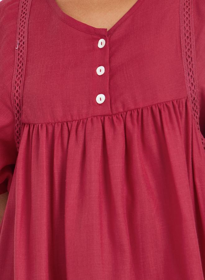 Styli Maroon V Neck Maxi Dress - Image 4