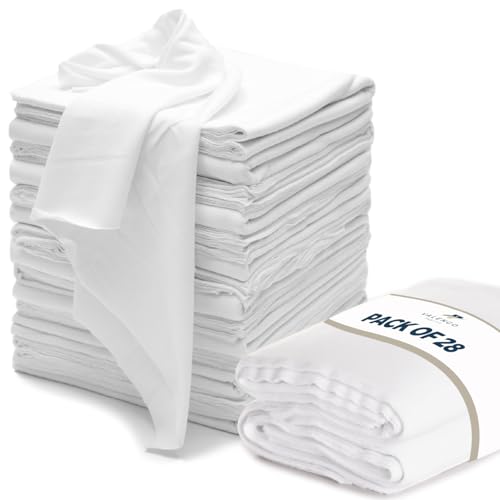Valengo Fabrics VALENGO New Lint Free Rags – 100% Cotton Cloth, Soft T-Shirt Rags, Lint Free Cloth for Staining Wood, Cast Iron, Dusting, Polishing, Painting and Cleaning – Reusable & Absorbent – 17”x17” (Pack of 28) - Image 1