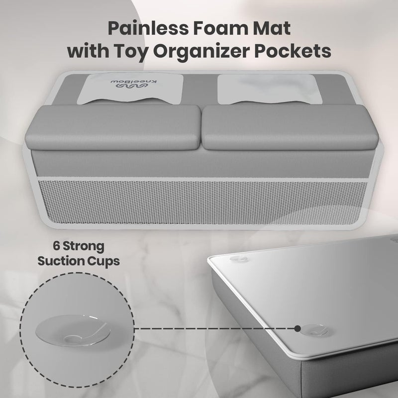 Kneelbow Baby Bath Kneeler and Elbow Rest Pad 2 Pieces Set with 3 Spacious Pocket to Organize Baby Acessories, 1.5" Thick Non-Slip, Soft, Fast-Drying Foldable Toddler Bath (Grey) - Image 5