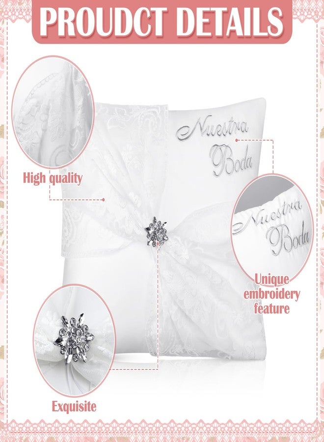 SmoothNovelty مجموعة SmoothNovelty من غطائي وسادة ركوع الزفاف، مقاس 17 × 15 بوصة، وسائد ركوع صلاة مطرزة لحفلات الزفاف، أغطية وسائد من الدانتيل الساتان المزين بزهور الكريستال، لتزيين حفلات الزفاف (كلاسيكية) - Image 3