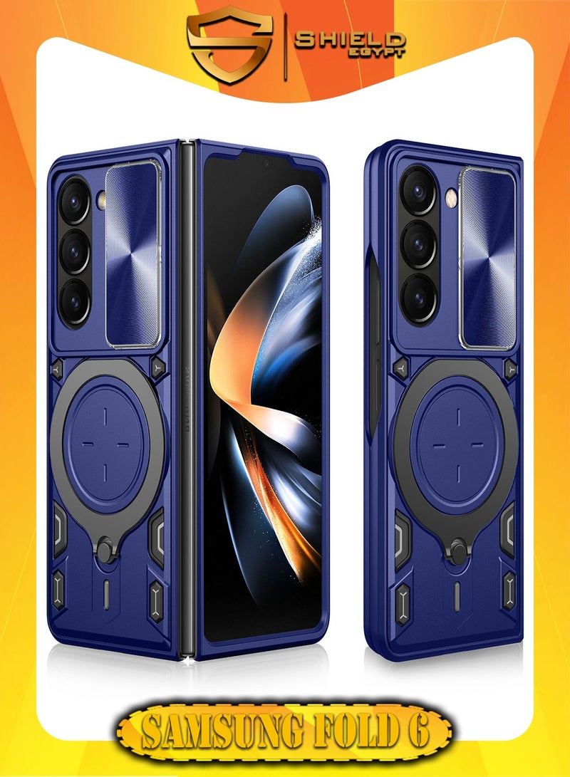 SHIELD EGYPT SHIELD EGYPT For Samsung Galaxy Z Fold 6 Armored Camera Shield Cover Camera Lend Protection, Built-in 360° (Blue) 