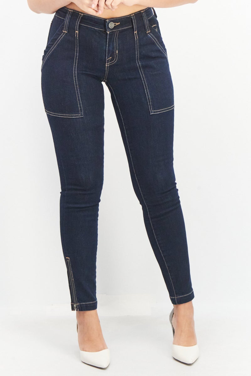 joie Women Skinny Fit Plain Stretchable Jeans, Navy Blue - Image 1