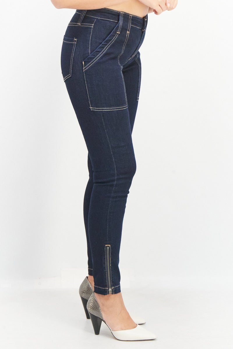 joie Women Skinny Fit Plain Stretchable Jeans, Navy Blue - Image 2