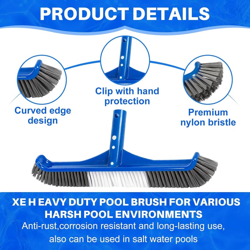 Tioncy 3 Pcs Pool Cleaning Kit Manual Pool Vacuum Head with Bottom Brushes, Large Brush and Skimmer Net Fine Mesh for Above Ground In-ground Ponds Spas Hot Tubs - Image 4