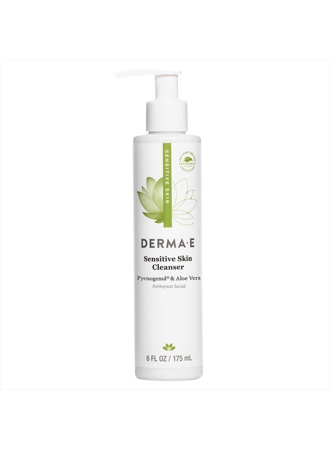 derma-e Sensitive Skin Cleanser – Gentle, Unscented Cleansing Face Wash – Soothing Facial Cleanser with Pycnogenol and Aloe Vera - Reduces Redness and Irritation, 6 fl oz - Image 1