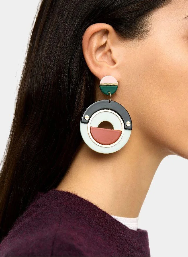 بارفوا أقراط دائرية مع راتنج متعدد الألوان