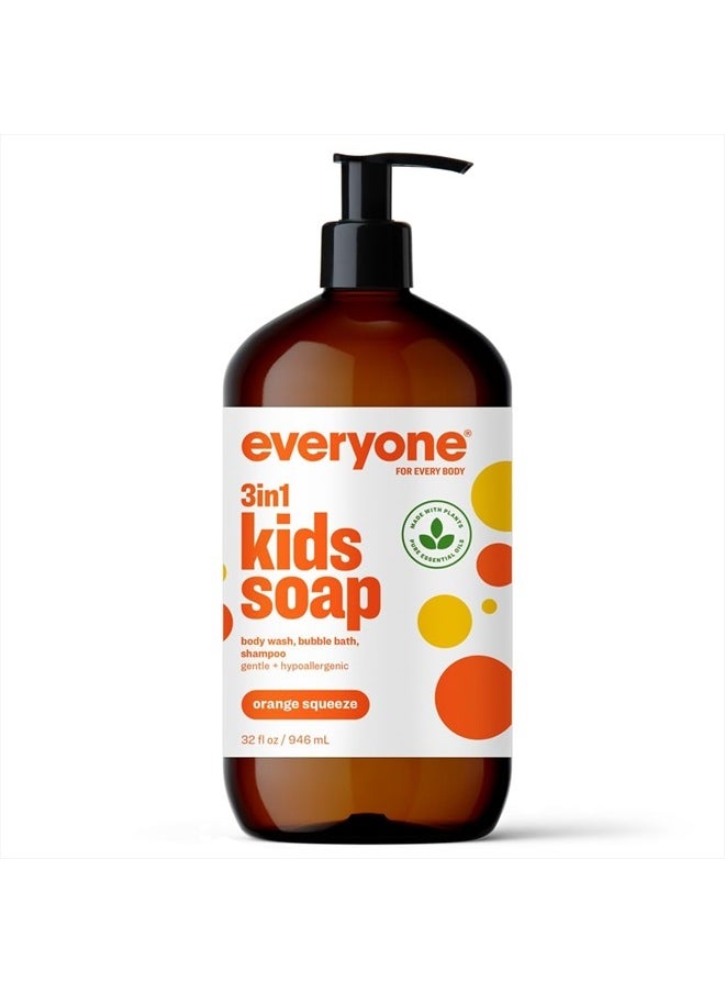 everyone for every body - Everyone 3-in-1 Kids Soap, Body Wash, Bubble Bath, Shampoo, 32 Ounce (Pack of 1), Orange Squeeze, Coconut Cleanser with Plant Extracts and Pure Essential Oils - Image 1