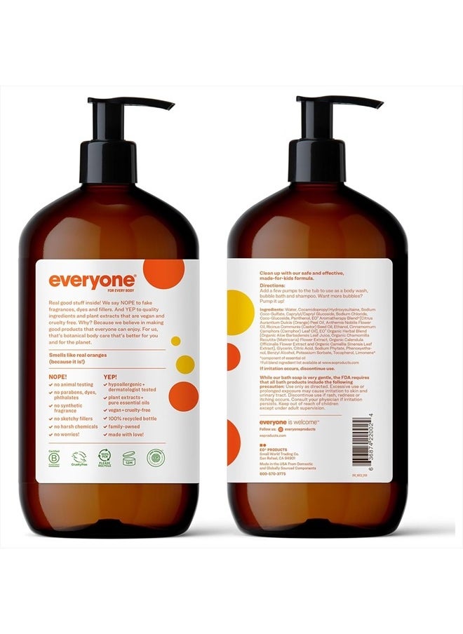 everyone for every body - Everyone 3-in-1 Kids Soap, Body Wash, Bubble Bath, Shampoo, 32 Ounce (Pack of 1), Orange Squeeze, Coconut Cleanser with Plant Extracts and Pure Essential Oils - Image 1