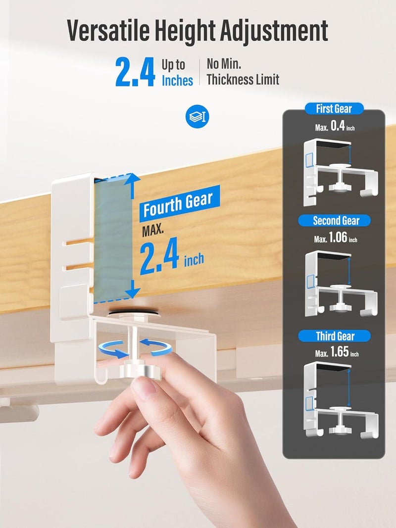 Cinati [Upgraded] Large Under Desk Cable Management Tray, Cinati Cable Management Under Desk No Drill, 42" Fabric Cord Hider for Wire Organizer, Cord Organizer for Office, Home - Supports Up to 30lbs White - Image 2