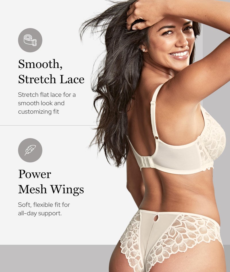 Panache Womenâ€™s Allure Full Cup Bra â€“ Sheer Lace with Side Sling & Power Mesh Support â€“ Black/Latte, 30D - Image 3