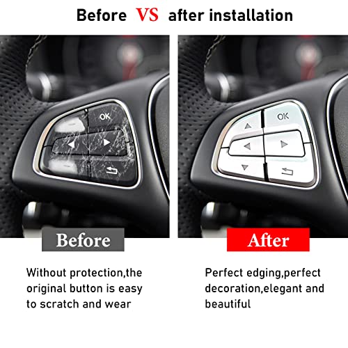 Moonlinks Steering Wheel Button Covers Trim Stickers Compatible with Mercedes Benz A B GLA CLA GLS GLE CLS SL Class,Steering Wheel Button lnner Decoration Sticker 12PCS,Chromed-Silver(Model B) - Image 5