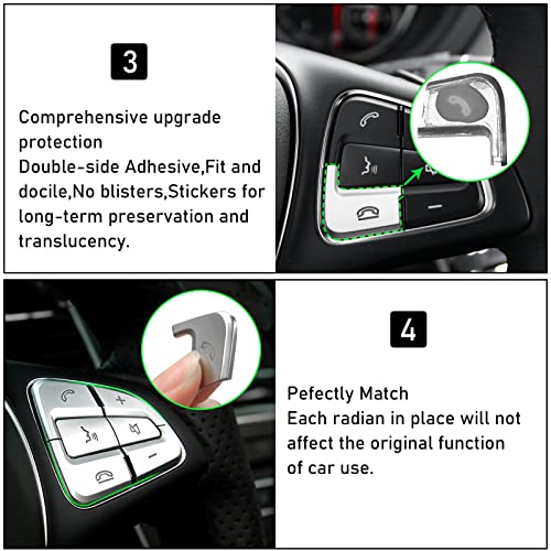 Moonlinks Steering Wheel Button Covers Trim Stickers Compatible with Mercedes Benz A B GLA CLA GLS GLE CLS SL Class,Steering Wheel Button lnner Decoration Sticker 12PCS,Chromed-Silver(Model B) - Image 4