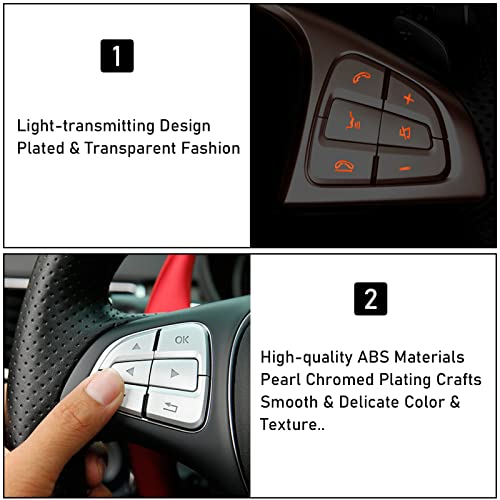 Moonlinks Steering Wheel Button Covers Trim Stickers Compatible with Mercedes Benz A B GLA CLA GLS GLE CLS SL Class,Steering Wheel Button lnner Decoration Sticker 12PCS,Chromed-Silver(Model B) - Image 3