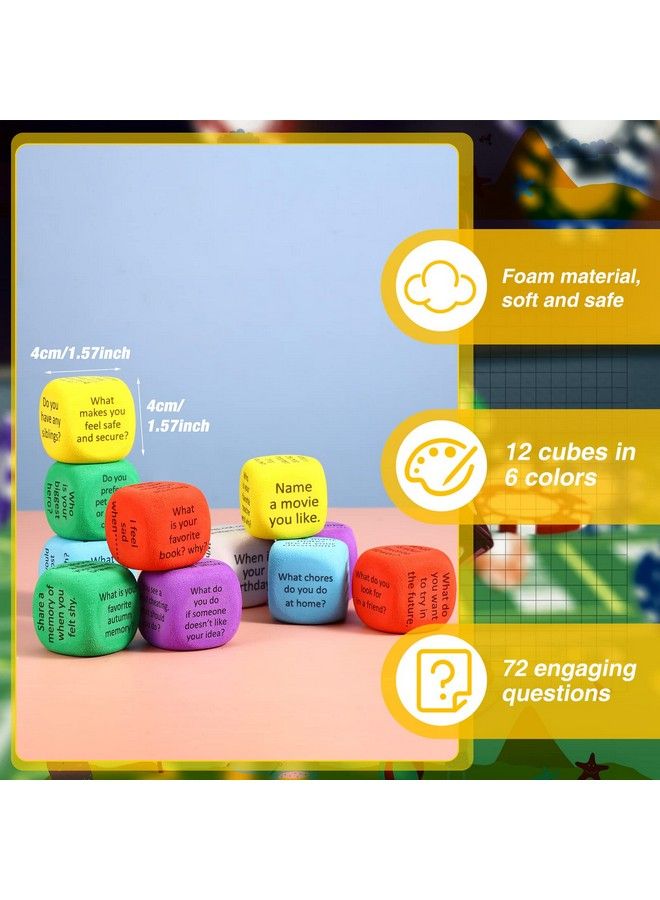 Hanaive 12 قطعة مكعبات المحادثة التعليمية أنشطة التعلم العاطفي الاجتماعي مكعب إسفنجي للفصول الدراسية مدرسة المعلم لوازم ألعاب الحفلات - Image 5