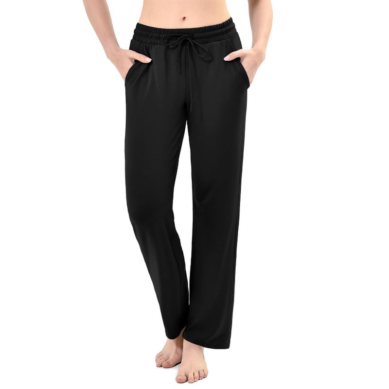 Walifrey Wide Leg Sweatpants for Women, Baggy Track Pants with Poackets Drawstring for Joggers Casual Wear(Black L) - Image 1