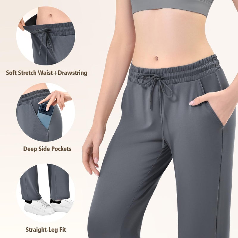 Walifrey Wide Leg Sweatpants for Women, Baggy Track Pants with Poackets Drawstring for Joggers Casual Wear(Black L) - Image 4