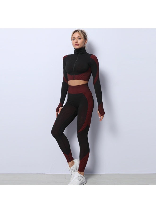 NIBEMINENT Women's 3pcs Seamless Workout Outfits Sets, Yoga Sportswear Tracksuit Leggings and Stretch Sports Bra Fitness - Image 2