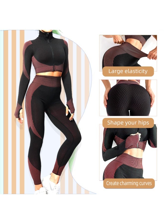 NIBEMINENT Women's 3pcs Seamless Workout Outfits Sets, Yoga Sportswear Tracksuit Leggings and Stretch Sports Bra Fitness - Image 3