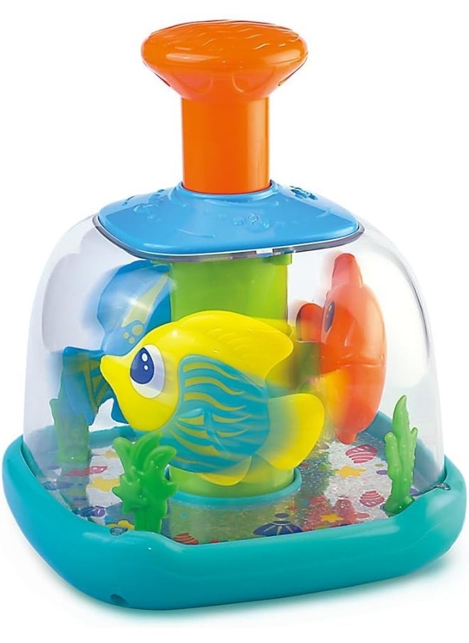 Hap-p-kid Little Learners Aquarium Push 'N Spin - Interactive Spinning Fish Toy  - Image 1