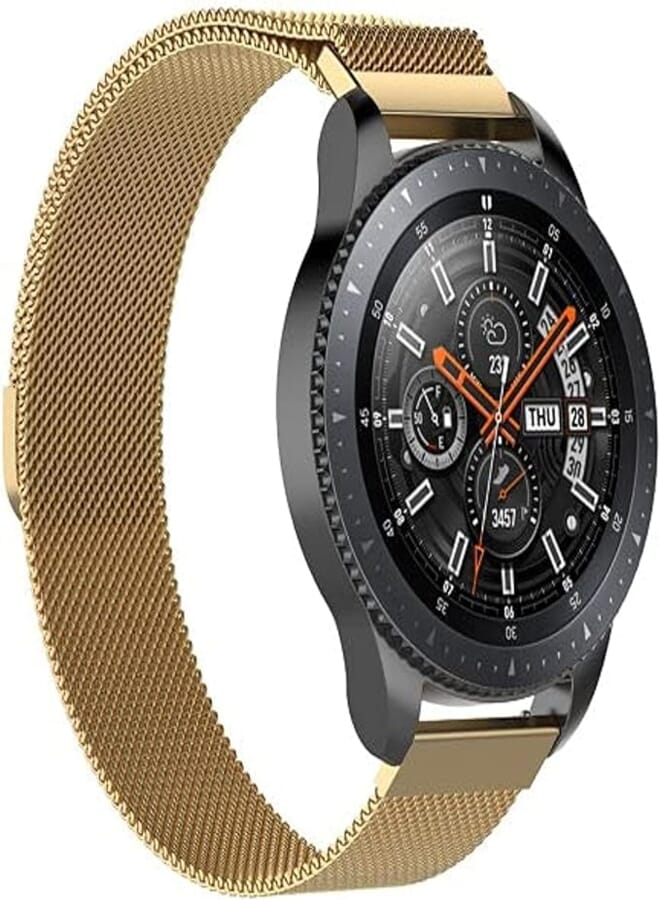 Bikson Milanese Loop Strap Wrist Band For Smart Watch Samsung Galaxy Watch 46mm / Huawei GT2 / Gear S3 Frontier and Classic / Honor Magic 2 / Fossil - 22mm - Champagne Gold