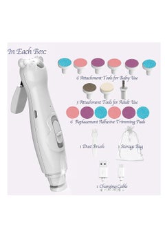 SYOSI Baby Nail File Electric Nail Trimmer, USB Rechargeable 20 in 1 Toddler Nails Clippers Safe Kit Built-In LED Light Replacement Heads, Newborn Toes and Fingernails, Trim and Polish  - Image 5