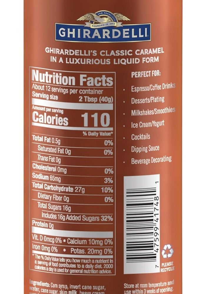 GHIRARDELLI زجاجة ضغط صلصة الكراميل من جيرارديللي، 16 أونصة - Image 2