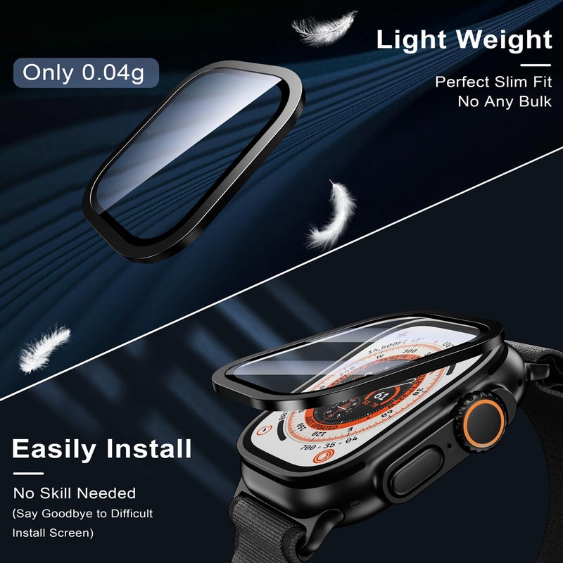 WSKEN for Apple Watch Ultra 3/Ultra 2/Ultra Screen Protector 49mm,9H Tempered Glass + Titanium Alloy Frame, [Keep Original] [Touch Sensitive] Lightweight Protective Glass Film for iwatch Ultra 3/2/1 - Image 5