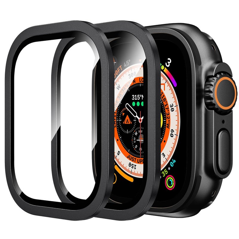 WSKEN for Apple Watch Ultra 3/Ultra 2/Ultra Screen Protector 49mm,9H Tempered Glass + Titanium Alloy Frame, [Keep Original] [Touch Sensitive] Lightweight Protective Glass Film for iwatch Ultra 3/2/1 - Image 1