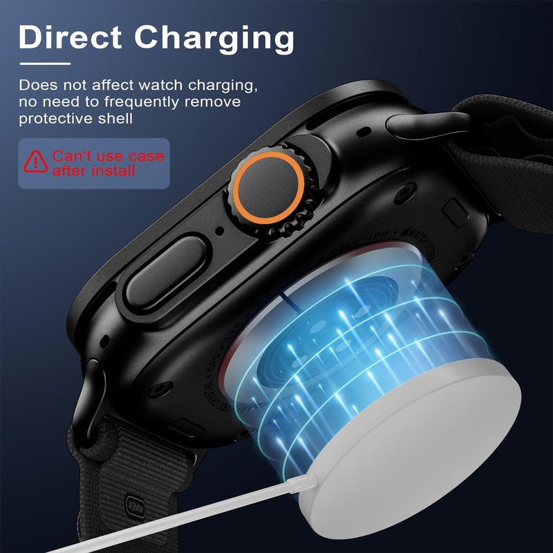 WSKEN for Apple Watch Ultra 3/Ultra 2/Ultra Screen Protector 49mm,9H Tempered Glass + Titanium Alloy Frame, [Keep Original] [Touch Sensitive] Lightweight Protective Glass Film for iwatch Ultra 3/2/1 - Image 4