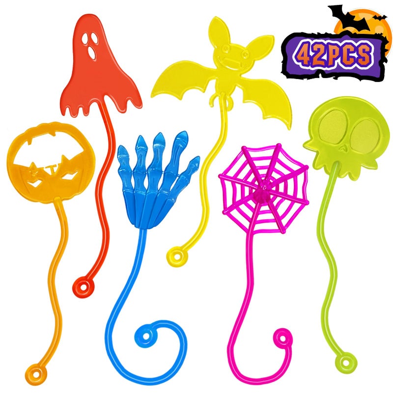 Genuvi Halloween Sticky Hands Bulk 42PCS Halloween Party Favors for Kids Stretchy Sticky Hand Toy Halloween Goodie Bag Stuffers Fillers Trick or Treat Halloween Party Supplies Toys Classroom Prizes for Kids - Image 2