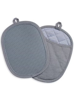 Generic 2-Piece Heat and Slip Resistant Silicone Kitchen Oven Mitts,Quilted Liner 19x25 Cm Gray  - Image 1