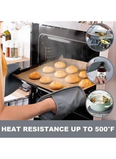 Generic 2-Piece Heat and Slip Resistant Silicone Kitchen Oven Mitts,Quilted Liner 19x25 Cm Gray  - Image 2