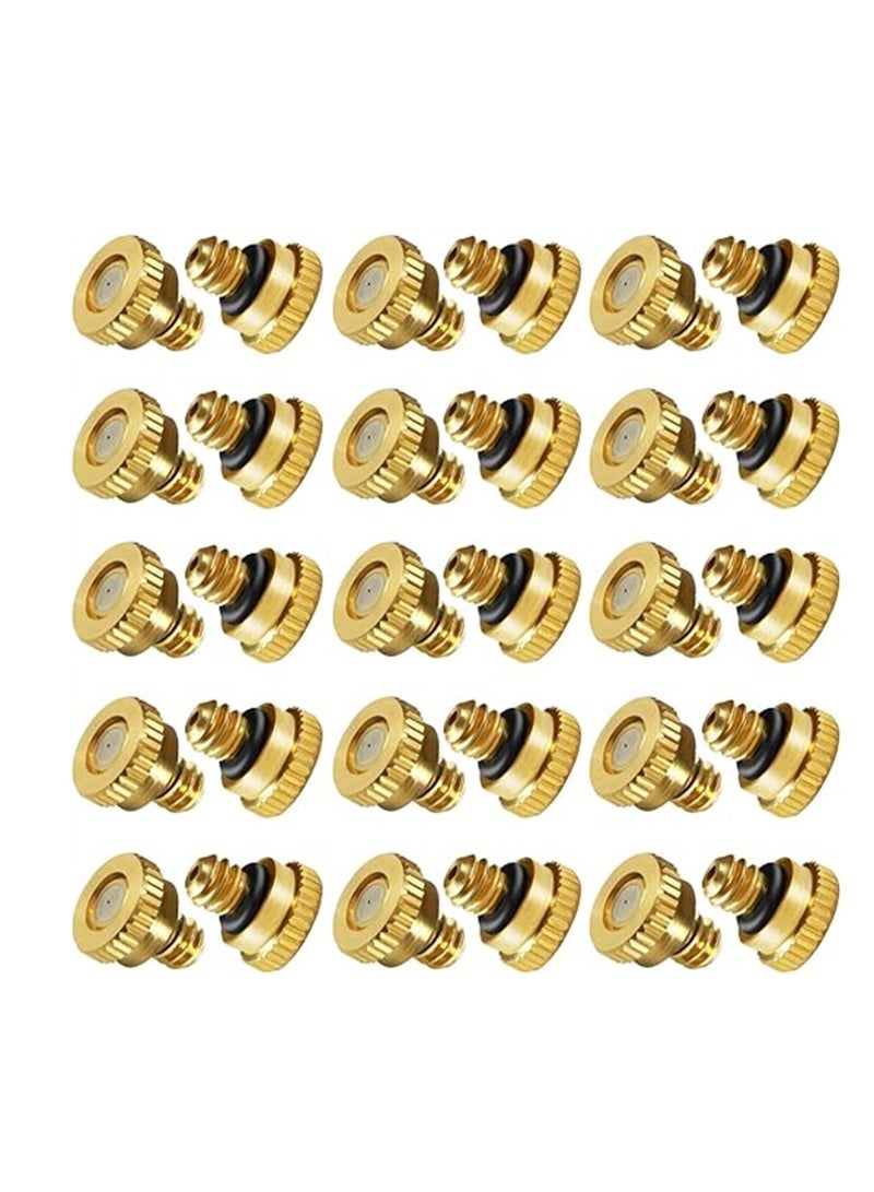KASTWAVE Brass Misting Nozzles, for Outdoor Cooling System, Landscaping, Greenhouse Irrigation, Air Humidification, Anti-Drip Fogging Spray Head, 0.8 mm, 30 Pcs - Image 1