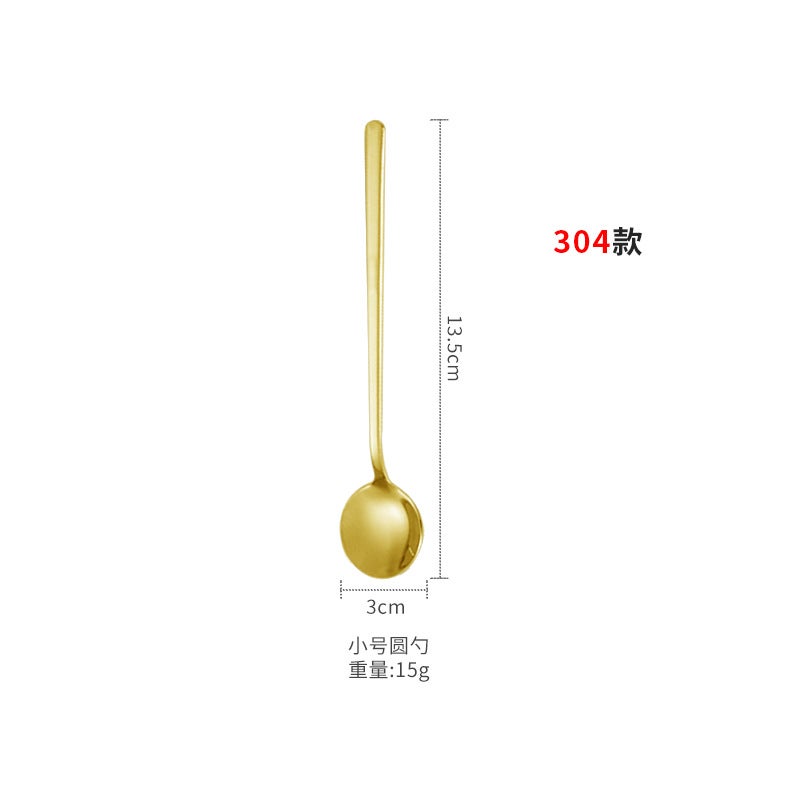 304 Stainless Steel Spoon Golden Long Handle Star Bar Small Round Coffee Spoon Creative Cute Ice Cream Mixing Dessert Spoon - Image 1