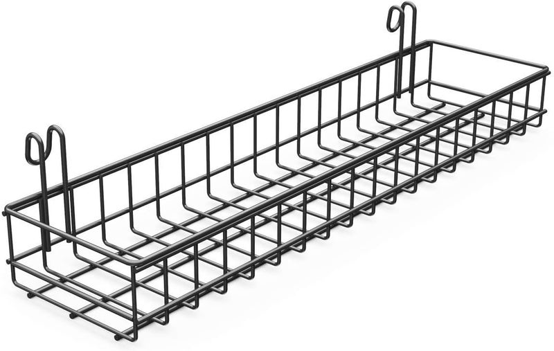 ANZOME Wall Grid Basket, Wire Basket With Hook, Wall Mount Organizer for Wall Grid Panel(Black) - Image 1