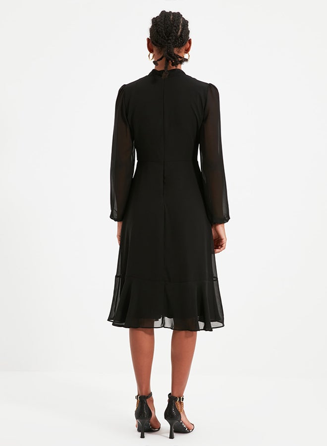 trendyol Black A-Line High Neck Midi Lined Chiffon Woven Dress TWOAW20EL1313 - Image 5