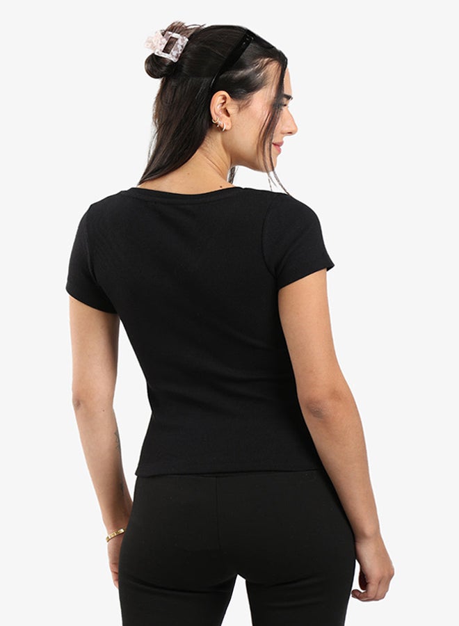 Carina Ribbed V-Neck Fitted Top - Image 4
