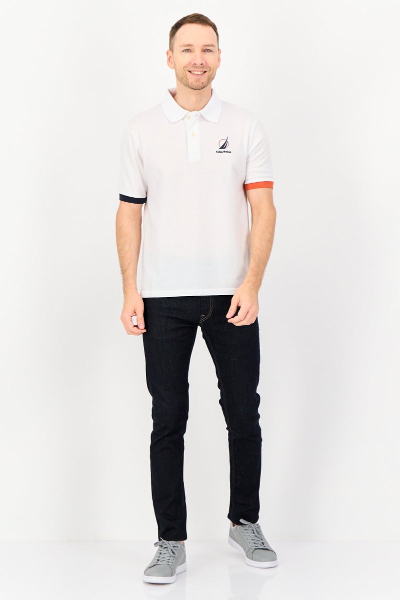 NAUTICA Men Regular Fit Embroidered Logo Short Sleeve Polo Shirt, White - Image 4