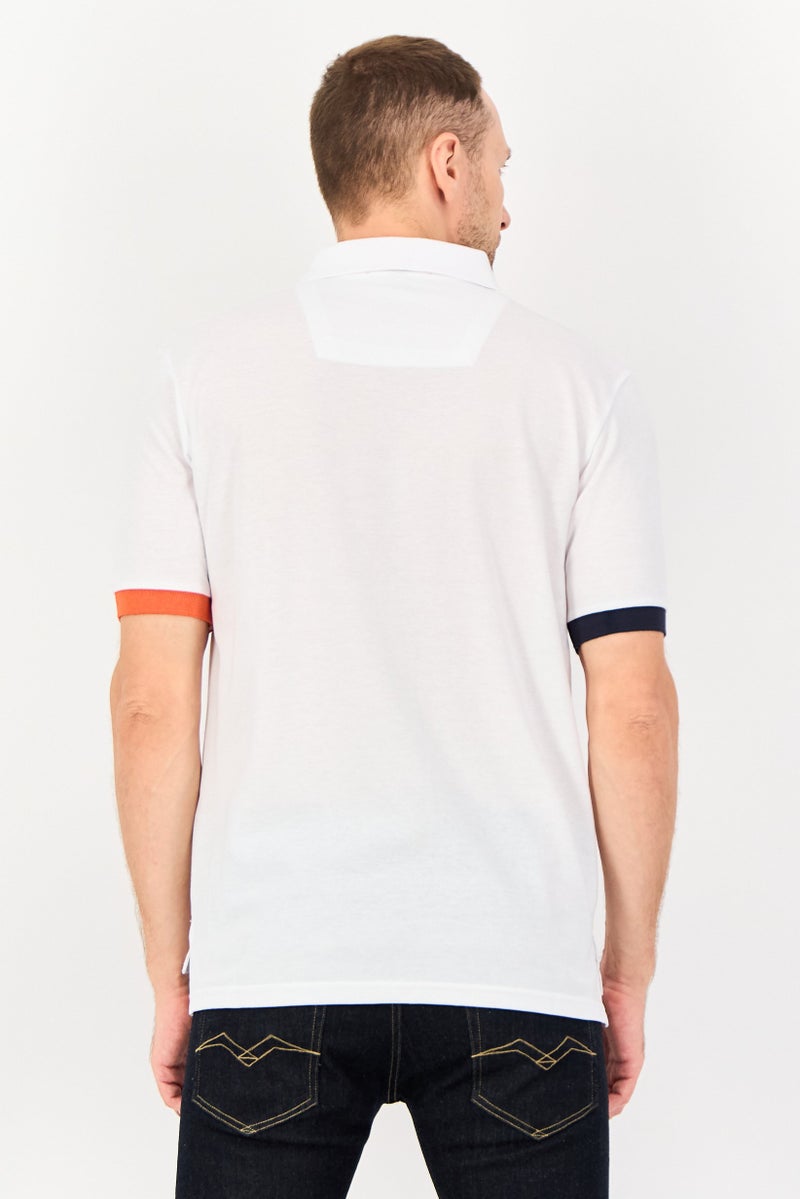 NAUTICA Men Regular Fit Embroidered Logo Short Sleeve Polo Shirt, White - Image 3