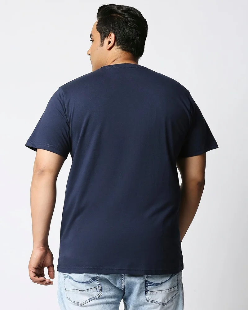 bewakoof  Men's Blue Make Tracks Graphic Printed Plus Size T-shirt for Men | Best Price UAE