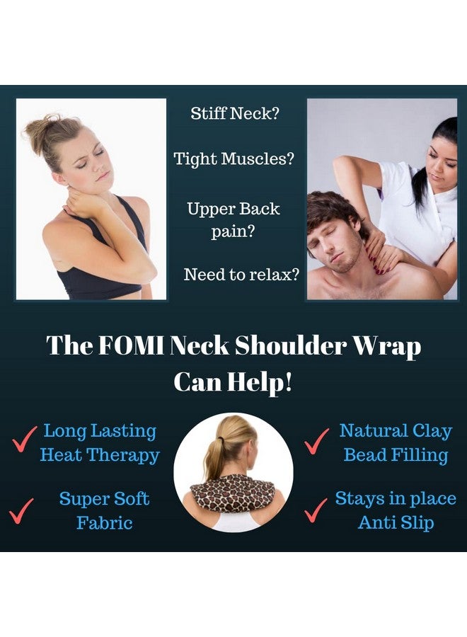 FOMI Moist Heat Shoulder And Neck Wrap | Weighted, Lavender Scented Hot Contour Pad For Stiff Neck, Upper Back Pain Relief, Relaxation | Microwavable | Soft, Washable Cover | Natural Clay Bead Filling  - Image 2