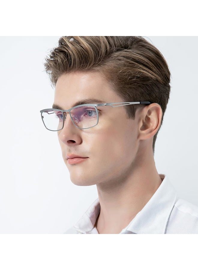 FONEX Pure Titanium Glasses Frame Men Square Eyeglasses Optical Eyewear F85775 (F85768 Silver, Clear) - Image 2