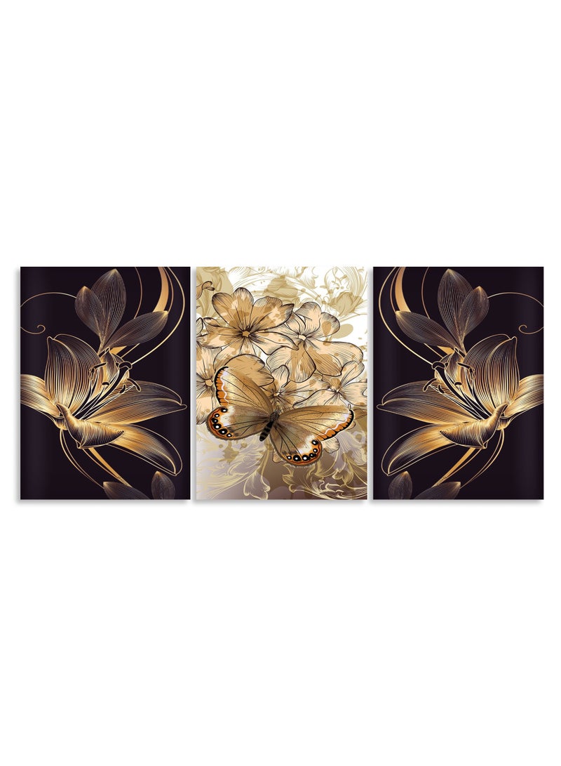 Marktna Set Of 3 Framed Canvas Wall Arts Stretched Over Wooden Frame with Flowers Design - Image 2
