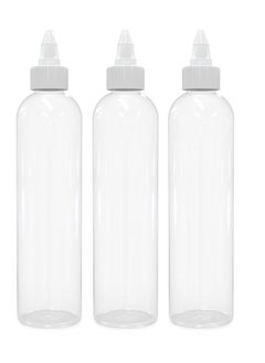 BRIGHTFROM BRIGHTFROM Twist Top Applicator Bottles, 8 OZ Crystal Clear, Squeeze Empty Plastic Bottles, BPA-Free, PET, Refillable, Open/Close Nozzle - Multi Purpose (Pack of 3)  - Image 1