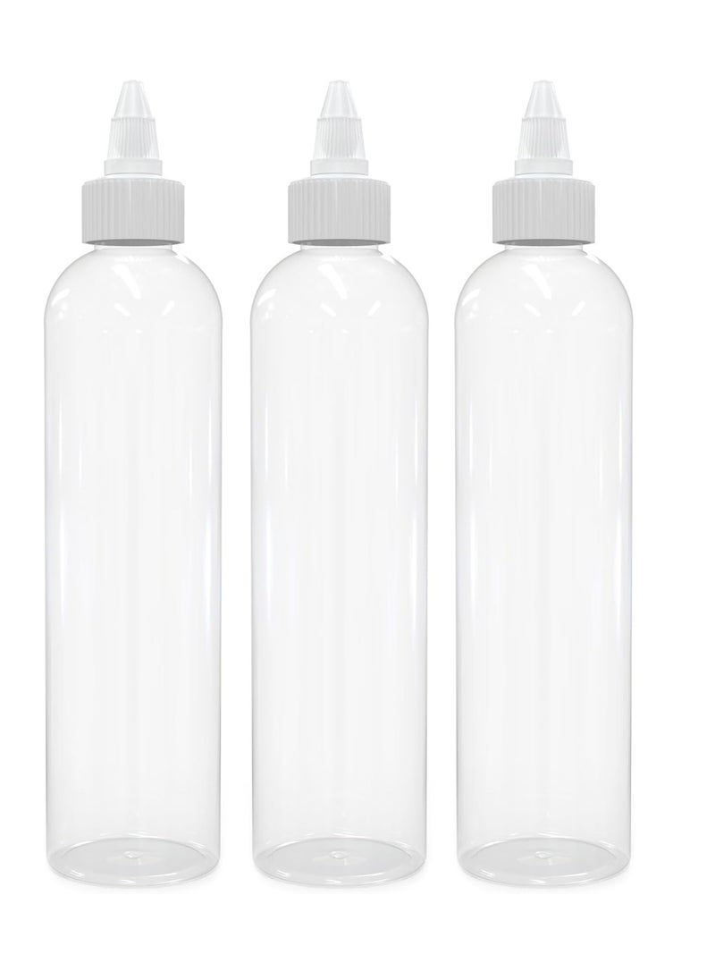 BRIGHTFROM - BRIGHTFROM Twist Top Applicator Bottles, 8 OZ Crystal Clear, Squeeze Empty Plastic Bottles, BPA-Free, PET, Refillable, Open/Close Nozzle - Multi Purpose (Pack of 3) - Image 1